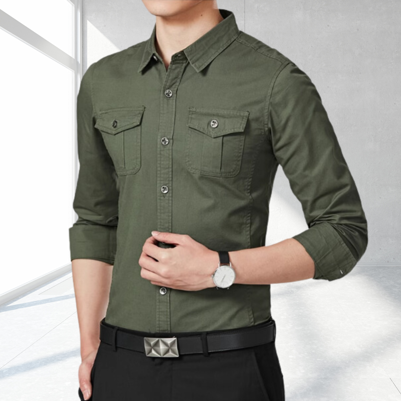Ron | Elegant casual långärmad skjorta för herrar