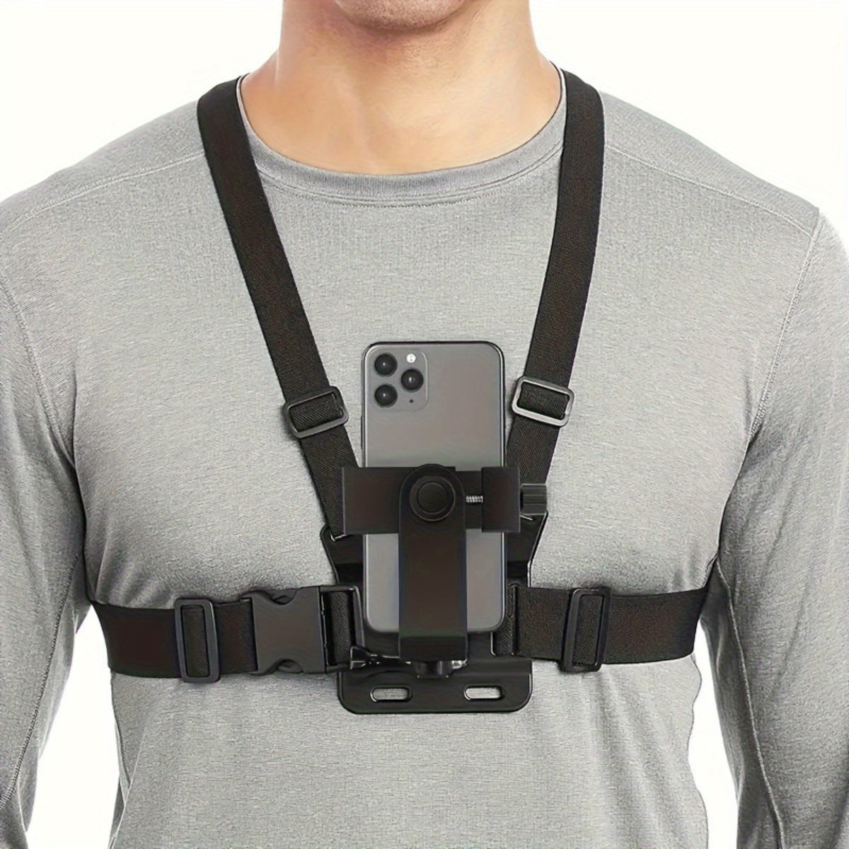 Verstellbarer Freisprecher Brustgürtel für bequeme Dreharbeiten und Fotografie-sichere Telefonhalter für Smartphones und Actionkameras 0