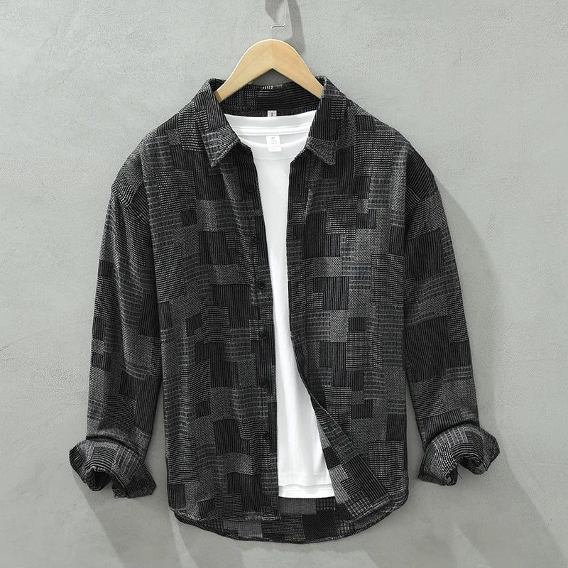 Patchwork Cotton Shirt – Breathable Men's Wear