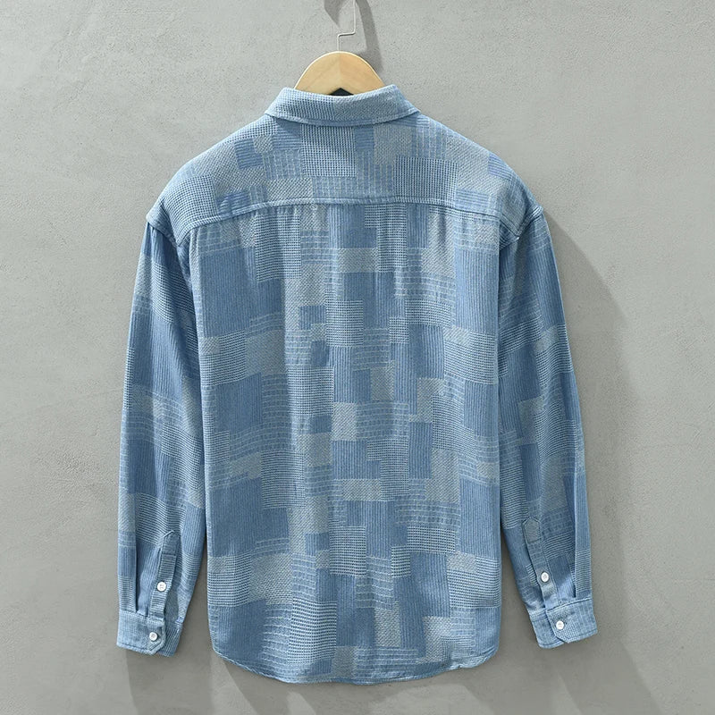 Patchwork Cotton Shirt – Breathable Men's Wear