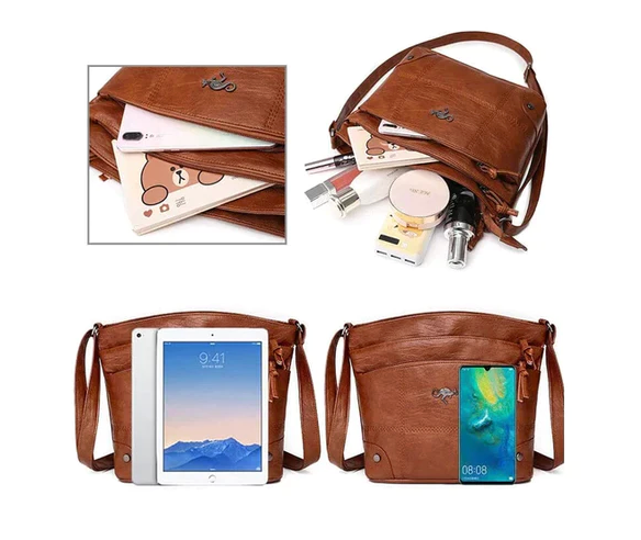 Vintage-Schultertasche für Damen, praktisch aus PU, für den Alltag 4