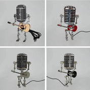 Vintage -Metallmikrofonroboter mit Gitarrenlampe 2