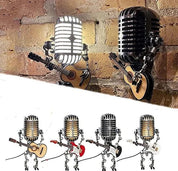 Vintage -Metallmikrofonroboter mit Gitarrenlampe 5