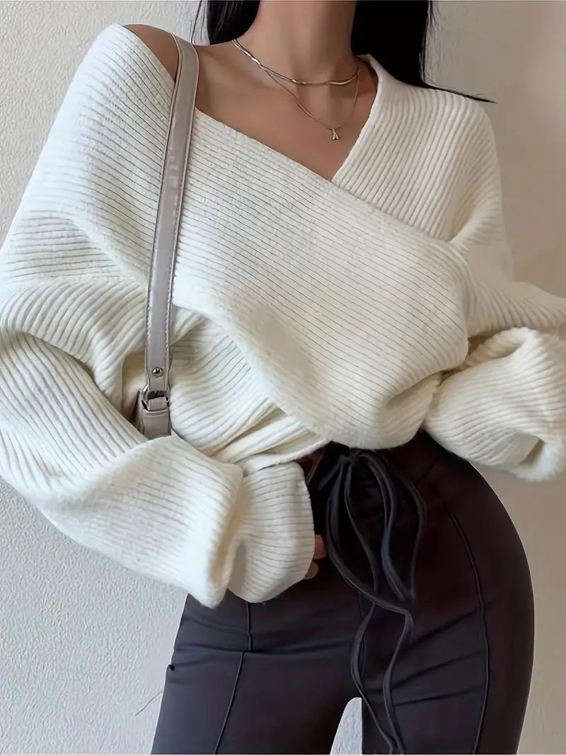 Viola | Elegant korslagd tröja i stickad look