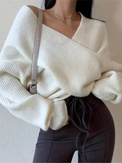 Viola | Elegant korslagd tröja i stickad look