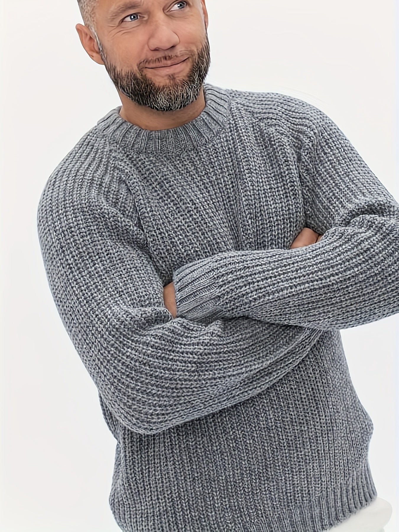 Warmer, einfarbiger Strickpullover für Herren – Elliot 1