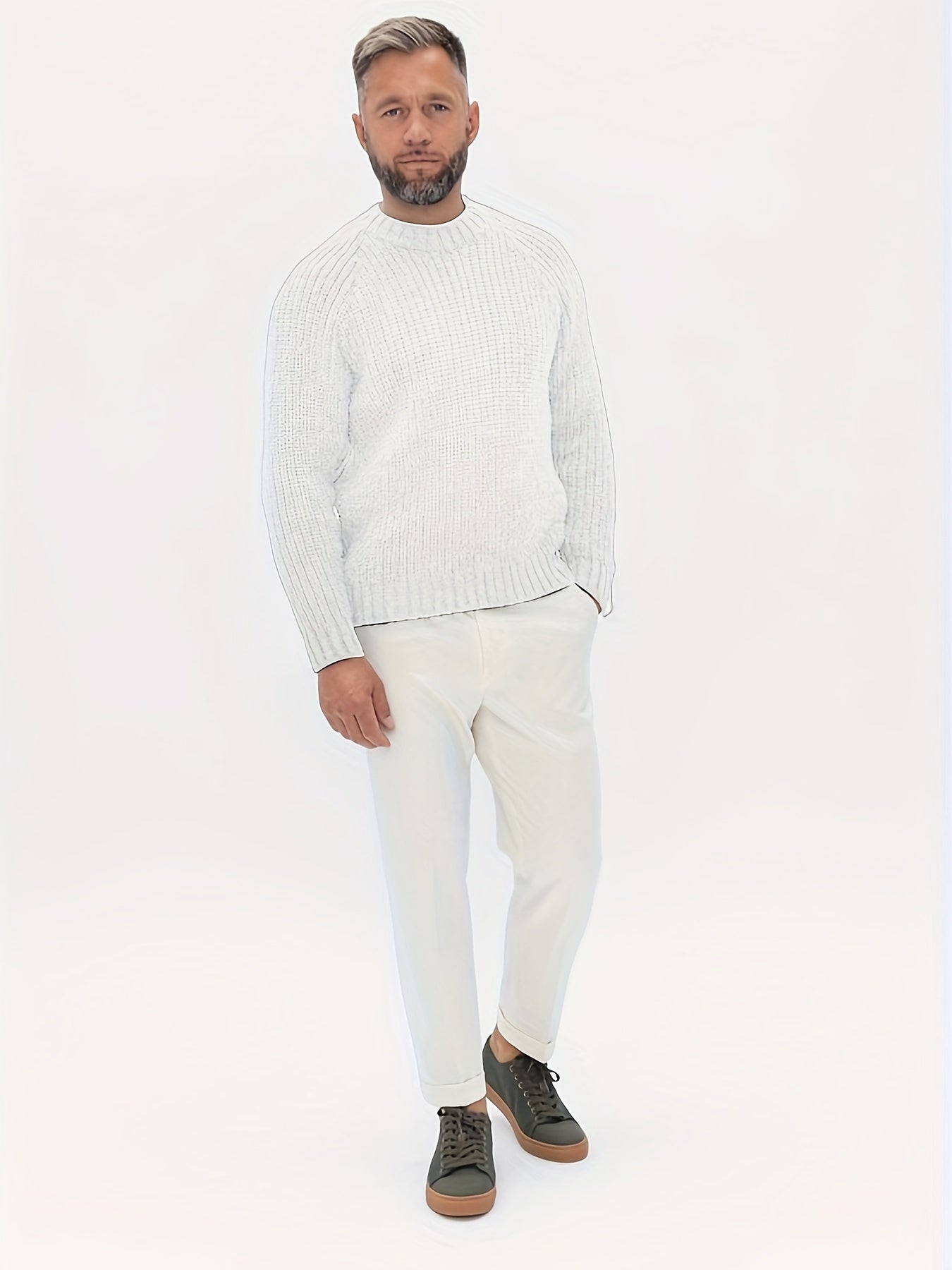 Warmer, einfarbiger Strickpullover für Herren – Elliot 8