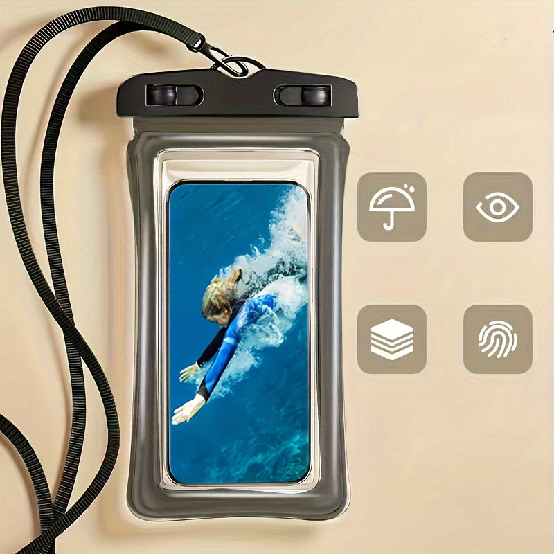Wasserdichte Telefonbeutel mit Nackengurt für Strand und Reisen-Langlebige PVC-Smartphone-Hülle für 20-32 cm-Geräte 0