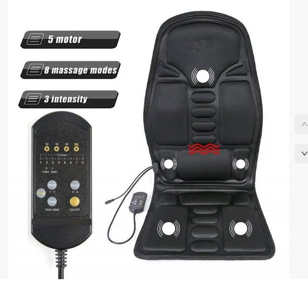 Massagestolskudde med 5 massagepunkter och uppvärmd nackkudde för bil och hem