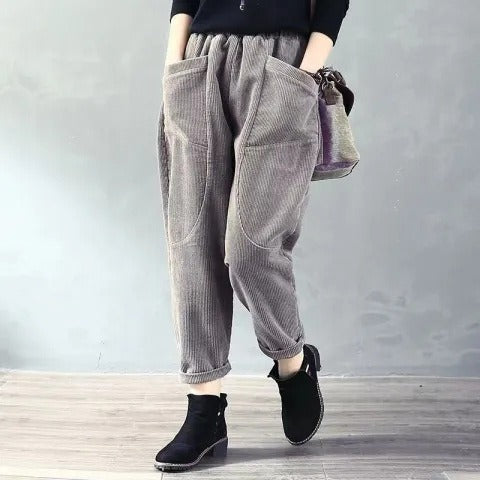 THEA | Avslappnade fleece vinter baggybyxor