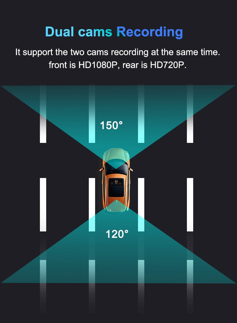 Dashcam 4K fram & bak | Nattseende & 24h parkeringsläge | DriveCam | F1.8 lins