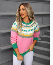 Norweger Damen Pullover Warm Gemütlich Strickstoff