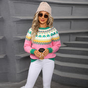 Norweger Damen Pullover Warm Gemütlich Strickstoff