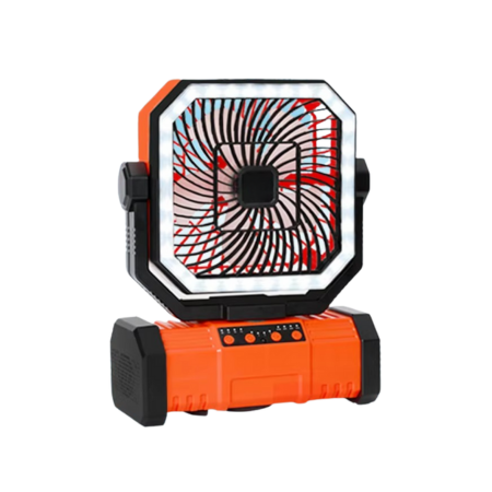 Wiederaufladbarer Campingventilator mit 20000 mAh Akku, 4 Geschwindigkeiten und LED-Laterne 0