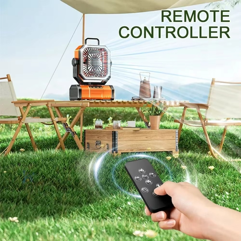 Wiederaufladbarer Campingventilator mit 20000 mAh Akku, 4 Geschwindigkeiten und LED-Laterne 5