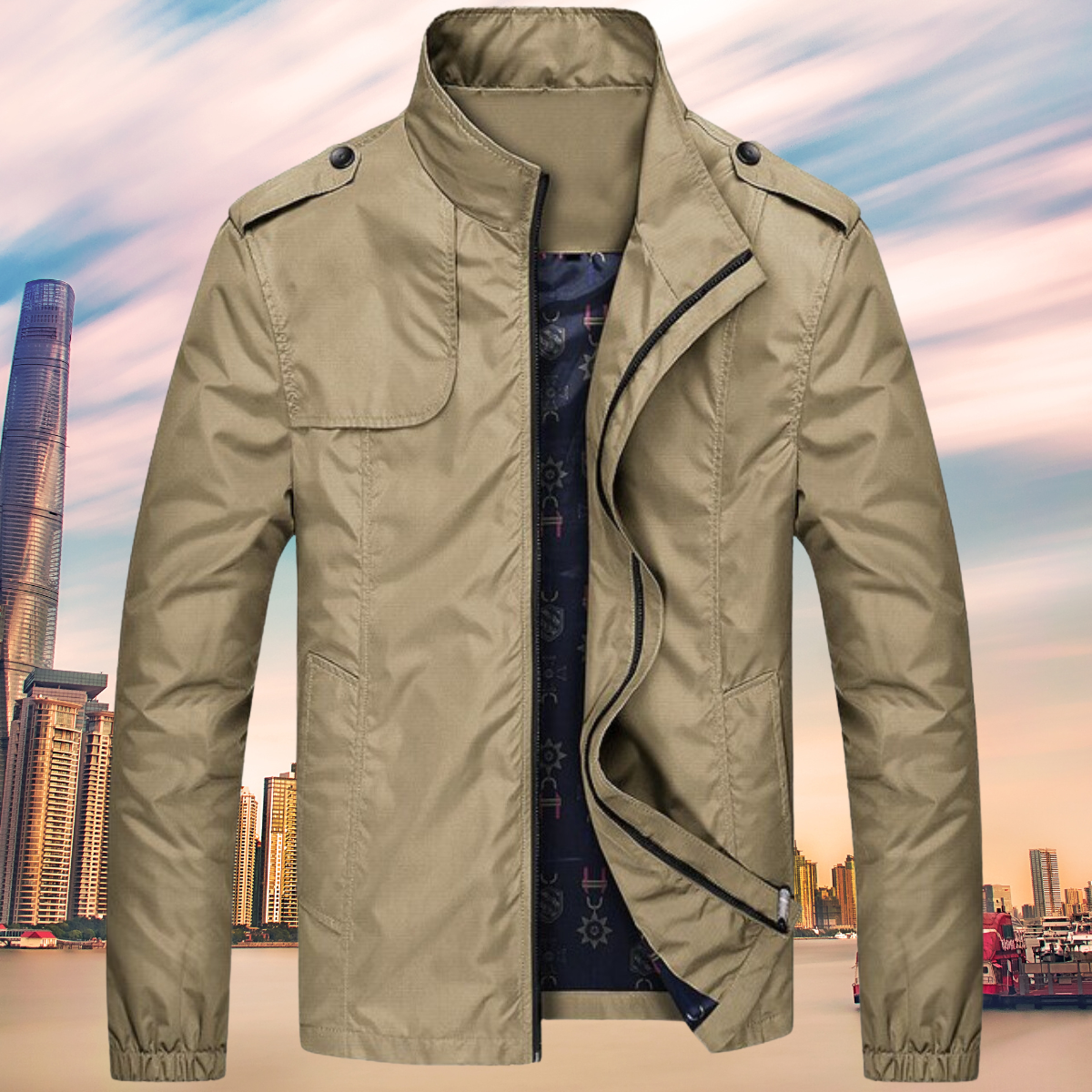 Winddichte Herrenjacke mit Kragen - Camden 1