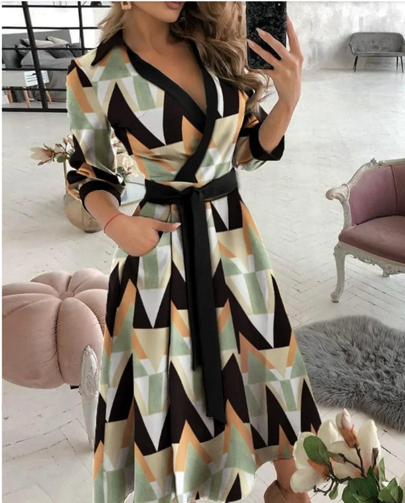 Ysabella | Schickes Midi-Kleid mit Gürtel - Ideal für Abendliche Eleganz