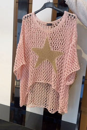 CELIA | Blus med stjärnmönster i transparent tyg