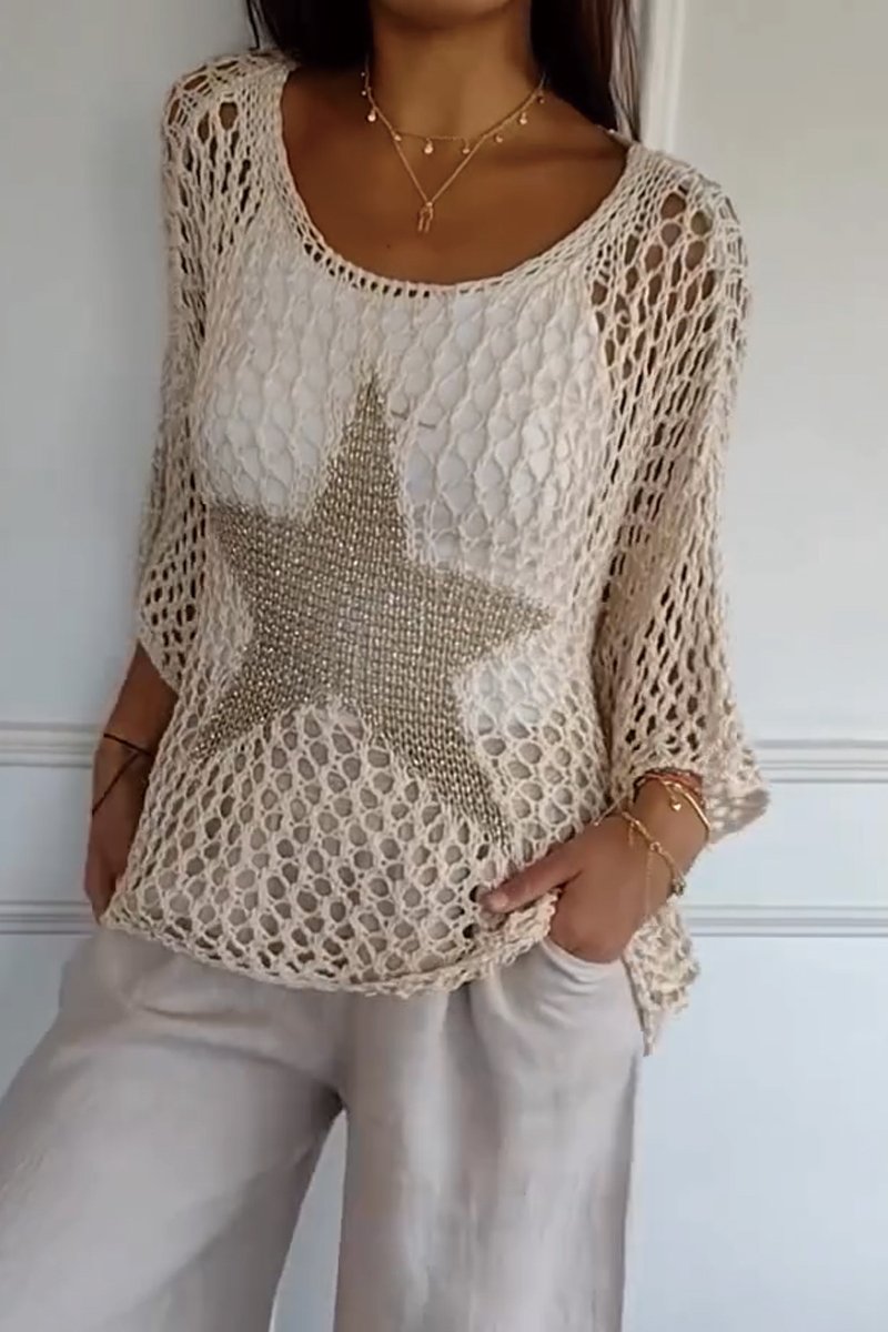 CELIA | Blus med stjärnmönster i transparent tyg