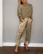 Mila| Damenanzug Zwei Teile Satin Set