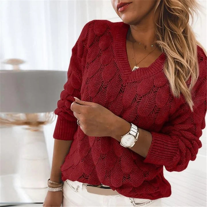 ALETA | Klassischer Gestrickter V-Ausschnitt Pullover