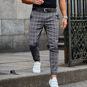 Pablo | Modiska rutiga slim fit-byxor för herr