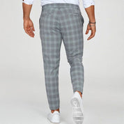 Pablo | Modiska rutiga slim fit-byxor för herr