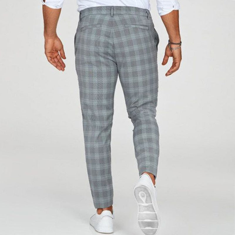 Pablo | Modiska rutiga slim fit-byxor för herr