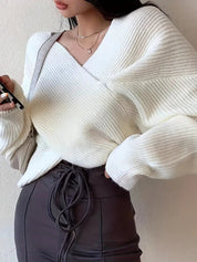 Viola | Elegant korslagd tröja i stickad look